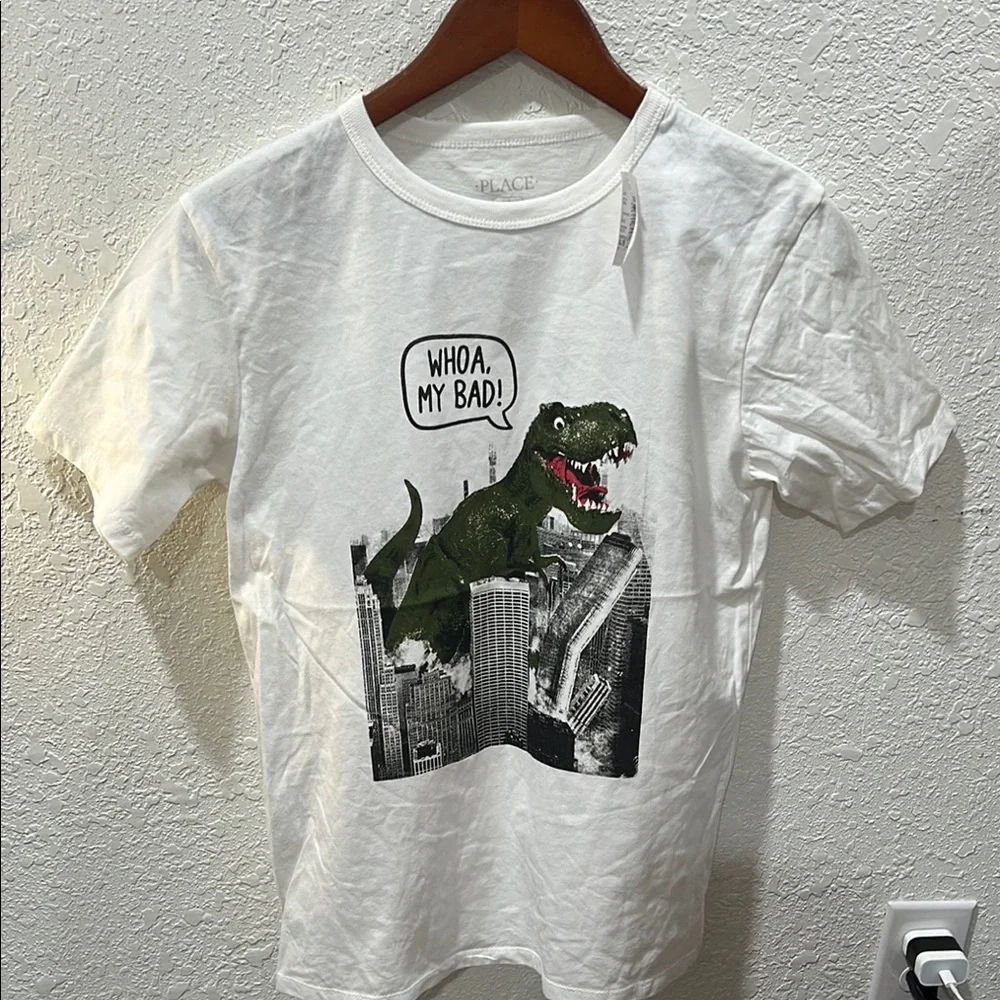 The children’s place Kids White Dinosaur Graphic T-Shirt size XL 14 NWT